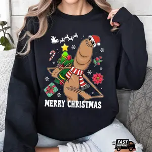Merry Christmas Marcus The Worm Sweater, Funny Meme Holiday Sweatshirt, Viral Trend Gift for Him Her
