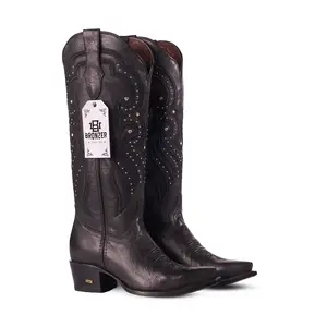 Reyna WR Gray Cristal – Genuine Leather Cowboy Boot for Women | Marie RT Last | Leather Sole