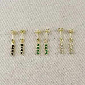 18k Gold Filled 4 CZ Dangling Earrings