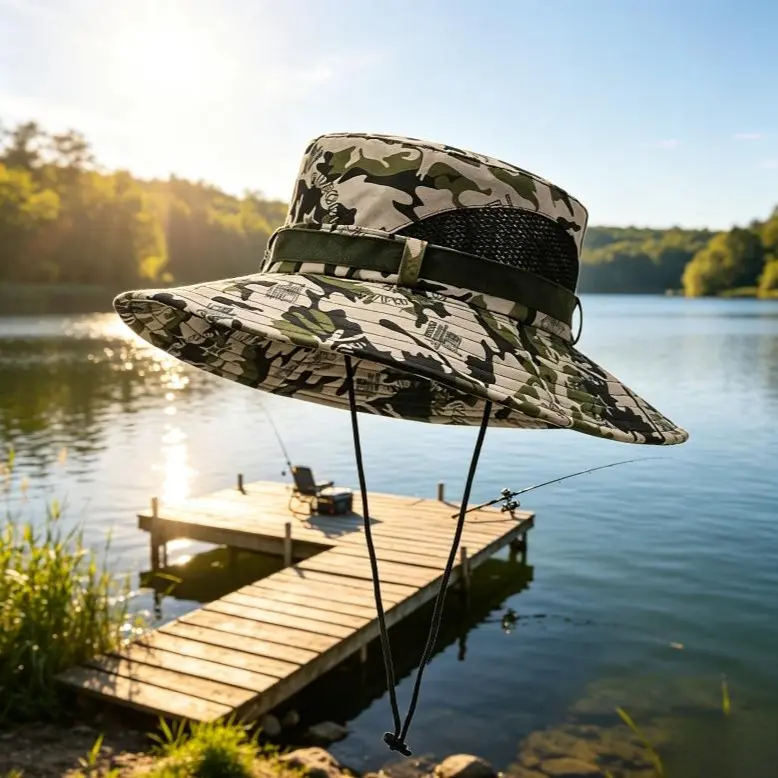Men's Camouflage Bucket Hat: New Outdoor Fashion & Casual Fishing Hat with Wide Brim for Sun Protection and Shade