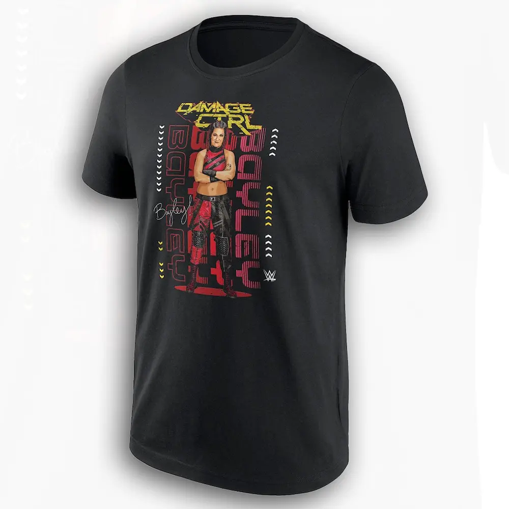 Men's Bayley Damage Ctrl Graphic T-Shirt - Black, Short-Sleeve Casual Menswear Top, Unisex Wrestling Fan Faction Apparel, USA-Made Streetwear Gift