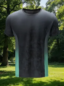 Knight Round Neck Plain Color T-Shirt, Comfortable Fitted Design, Casual Fashion Top, Suitable for Daily Wear and Outdoor Sports