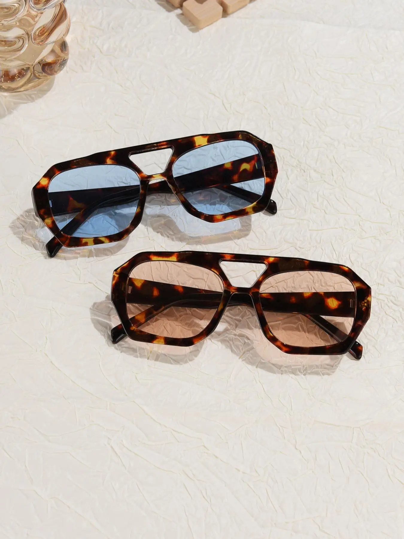 Vintage Leopard Print Tinted Lens Sunglasses, Square Frame Sunglasses for Everyday Use, Fashion Sunglasses for Outdoor Activities, Leopard Pattern Sun