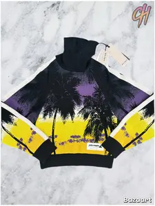 Palm Angels Womens Sunset Turtleneck Sweater Purple Black Size Small
