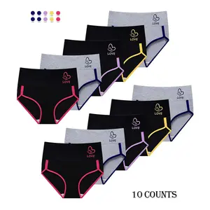 10PCS High waist underwear,Shaping Briefs for Women-Tummy Sculpting Color-Block Design,Ultra Soft Breathable Panties,Everyday Comfy Fit All Seasons.