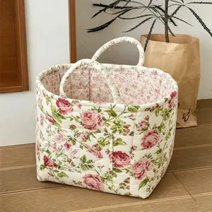 Fabric Quilted Storage Basket, Large Capacity Woven Design, Organize Clothes Toys Blankets, Car Trunk Organizer, Mother's Day Gift