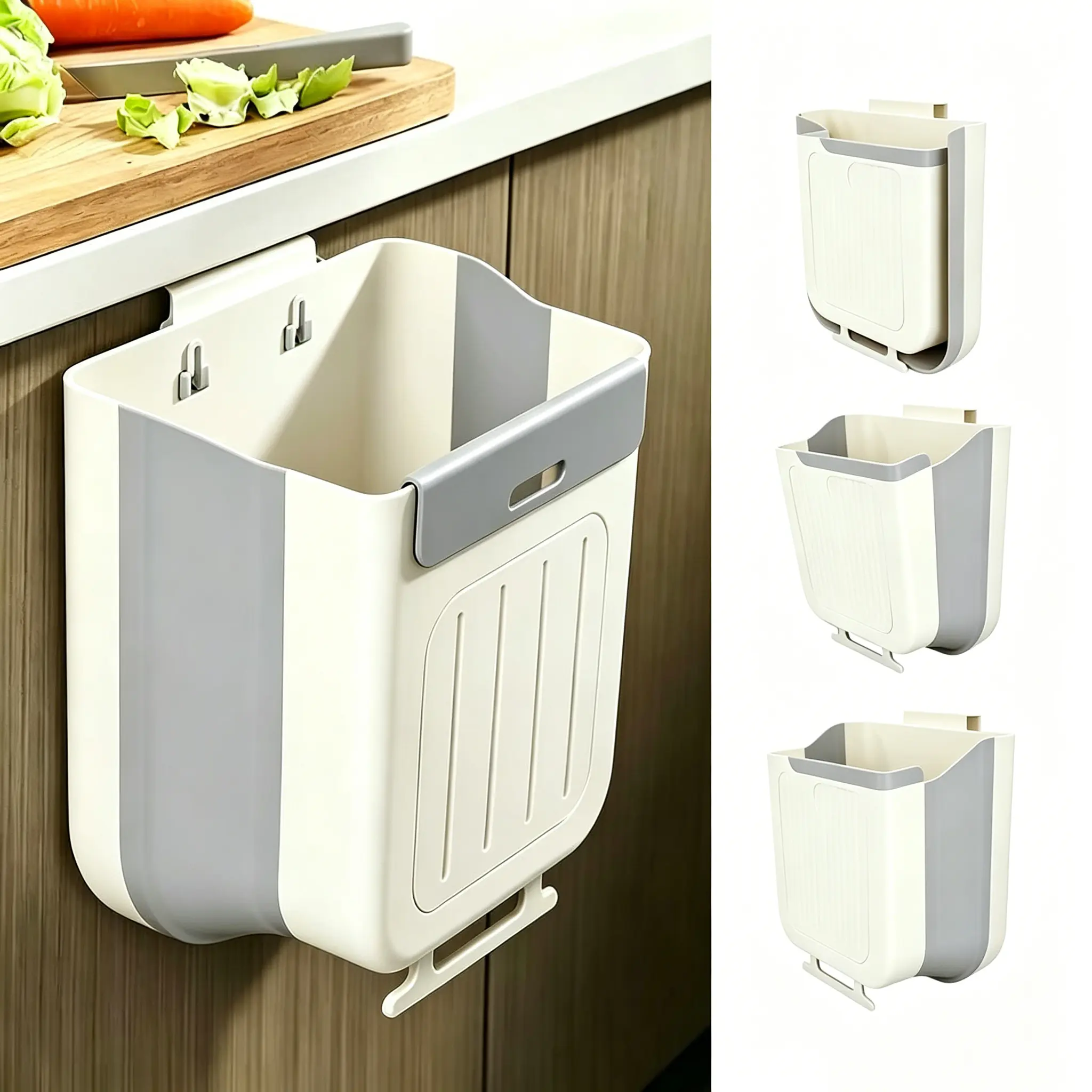 【Summer Sale Deals】Foldable Kitchen wall mounted Trash Can – 1 Count Hanging Garbage Storage Bucket, Kitchen Bin, Space-saving Kitchen Accessory for Home, Kitchen Waste Management, Kitchen, Bathroom, RV, and Camping Use,Kitchen Accessories Trashcan.