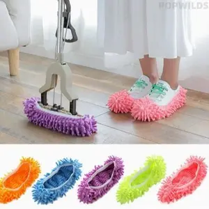 Microfiber Mop Shoe Covers, Reusable & Washable Slipper-Style Floor Dusters, Anti-Slip and Dust-Absorbent to Simplify Home Cleaning
