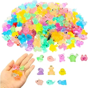 200 Pieces Mini Resin, Glow in the Dark Miniature Figurines Variety Pack, Tiny Bulk to Hide for Landscape (Style) (Colorful)