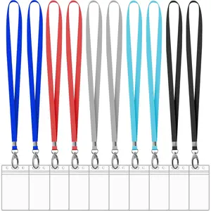 10 Pack Vertical ID Card Name Tag Badge Holders with Lanyards, Lanyard with  Extra Thick Plastic Clear Badge Holders, Sealable Zip Card Holder for Office School Staff IDs (Mix)