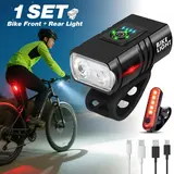 XTAUTO DIBMS 2-Piece Ebike & Bicycle Accessories Front+Rear Set - Battery-Powered USB-Rechargeable LED Lights, IPX5 Waterproof, 6 Light Modes, Easy Installation, Night Cycling Reflectors, Bicycle Accessories Set