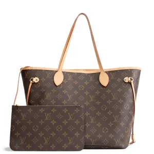 Pre-owned Louis Vuitton Coated Canvas Shoulder Bags Neverfull MM Monogram w/ Pouch