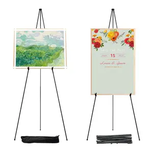 【New Year's Sale】2 Pack 63" Adjustable Display Easel Stand for Display Wedding Sign & Poster,Adjustable Easels with Carry Bag for Display Poster Board Stand,Collapsable Portable Metal Painting Easel Tripod for Floor(White/Black 2PCS/1PCS)