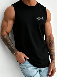 Men's Geometric Print Vest, Slim-Fitting Casual Top, Ideal for Summer Outdoor Activities, Beach, Fishing, Vacation, Comfortable and Stylish