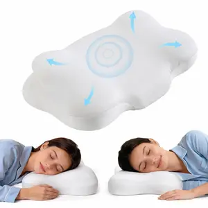 Ergonomic cervical pillow + double-layer high-density memory foam combined with cooling pillow cover, suitable for side-lying on the back and supine sleeping positions