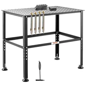 fathersdaygift VEVOR Welding Table 36x 24, 800LBS Capacity Welding Workbench Table, Heavy-Duty Work Bench with 0.63 Fixture Holes and Non-slip Foot Pads for Welding Assembly Repair Works