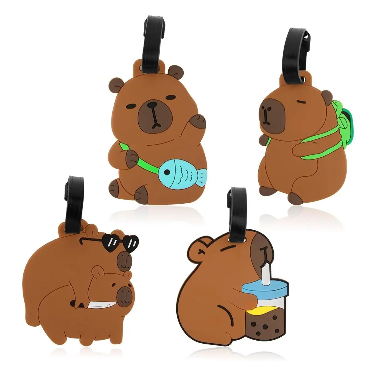 4PCS Cute Animal Luggage Tags – Funny Silicone Suitcase Tags for Travel Bags