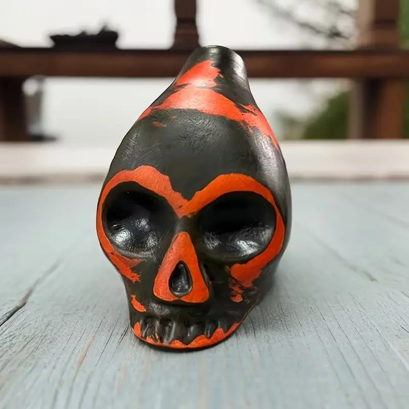 Aztec Death Whistle - Handmade Handcrafted Ceramic Skull Instrument, Skull Design Whistle, Wind Instruments, Musical Instruments, Realistic Screaming Sound Effect, Unique Historical Gift for History Buffs and Collectors