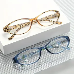 HAITONGCR Women's Reading Glasses +1.0 to +4.0 Lightweight Oval Frame Spring Hinge Blue Light Blocking Fashion Readers in Leopard Print Transparent Blue Stylish Eyewear for Seniors Office Daily Use Includes Case Cloth - Tortoise