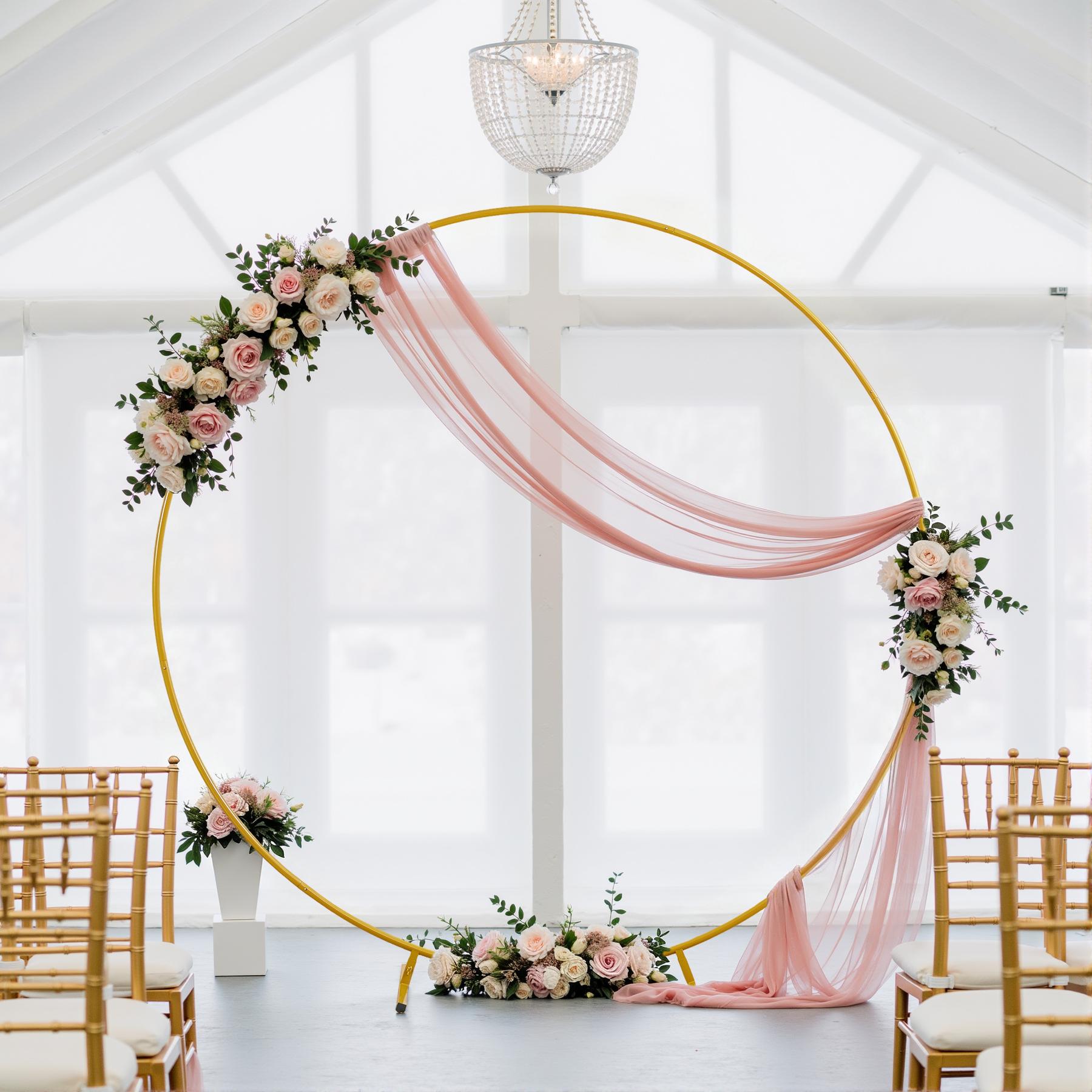 Gold Round Backdrop Stand 6FT 6.6FT 7.2FT – Circle Balloon Arch Frame in 1/2/3PCS Sets for Wedding Ceremony, Party & Event Decorations Gold Round Backdrop Stand 6FT 6.6FT 7.2FT – Circle Balloon Arch Frame in 1/2/3PCS Sets for Wedding Ceremony, Party & Event Decorations