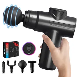 LEERCON Massage Gun, Compact Deep Tissue Massager, 6 Speeds, 4 Heads, Fashion Lighting, Ideal Gift for Men & Women