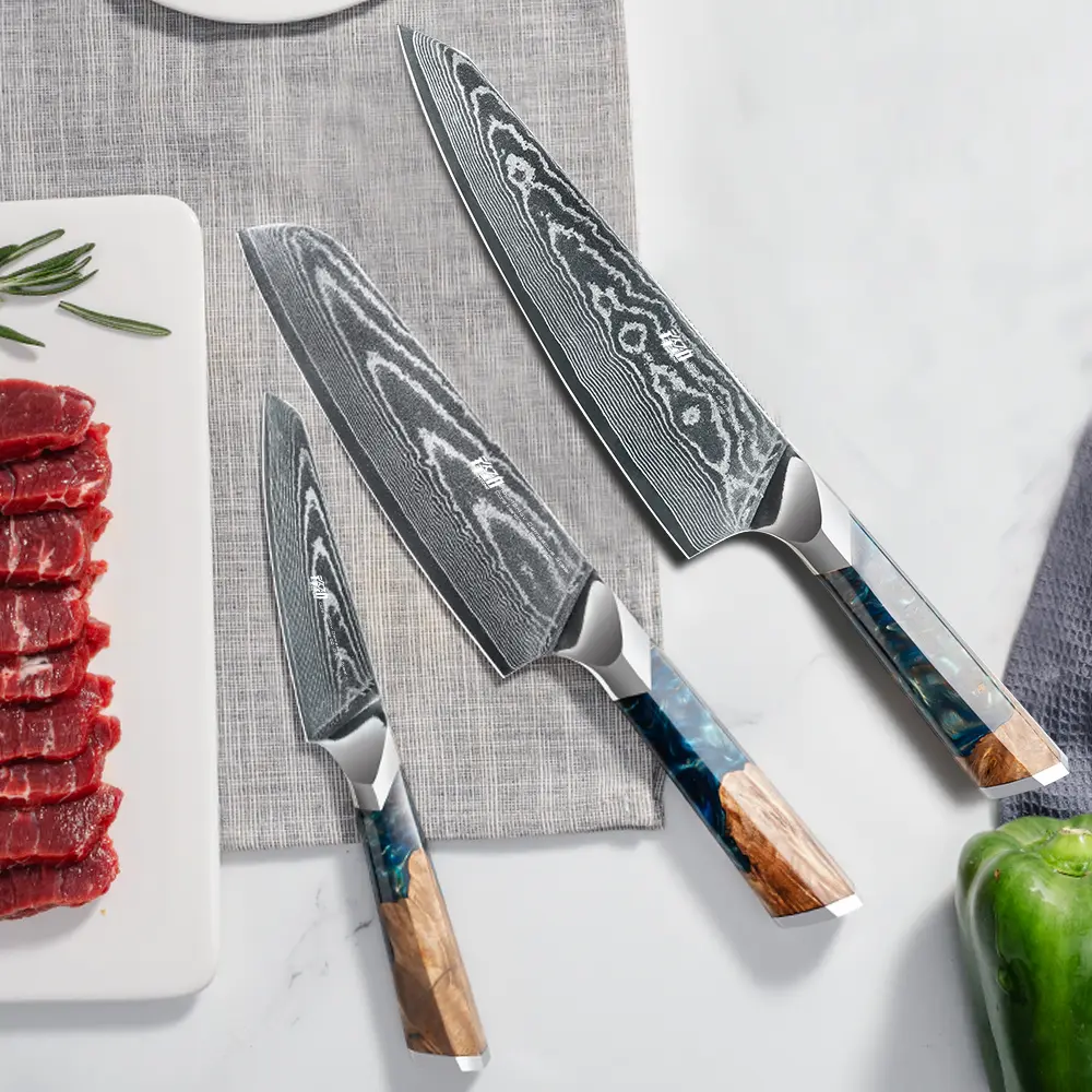 FINDKING 1pc Kitchen Knife, 67 Layers Damascus Steel Knife, Sharp Good Chef Santoku Knife Utility Knife, Ideal For All-Around Food Preparation, Authentic, Hand-Sharpened Japanese Knife, Perfect For Fruit, Vegetables, And Meat, Good Tools In Kitchen