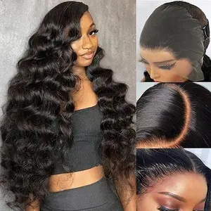 VIPbeauty 220% Density 13x6 Full Lace Frontal Human Hair Wigs Loose Deep Wave Wig HD Transparent 13x6 Frontal Wigs Human Hair Pre Plucked Brazilian Virgin Lace Front Wigs Human Hair