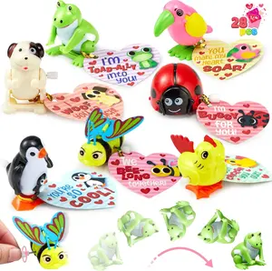 JOYIN 28PCS/16pcs Valentines Wind-up Toy Set with 7 Designs Cards & Ribbons for Kids Party Favors Goody Bag Fillers Exchange Gifts - Butterfly &16pcs Monster Trucks