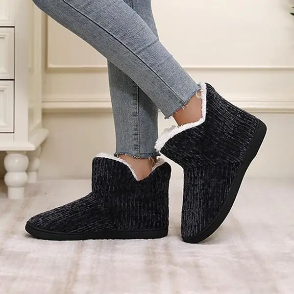 Women's Soft Padded Polar Fleece Lined Fluffy Indoor-Outdoor Winter Boot Slippers, Warm Rubber Sole Footwear Shoe, Cute Plush Women's Fashion Slippers