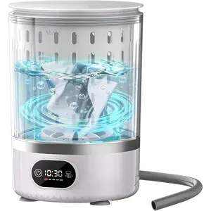 Portable Mini Washing Machine, Upgraded 3-in-1 3L Compact Washer with Spin Dry & Auto Drain,Small Travel Laundry Machine for Underwear  Clothes Socks Towels  Dorm (White)