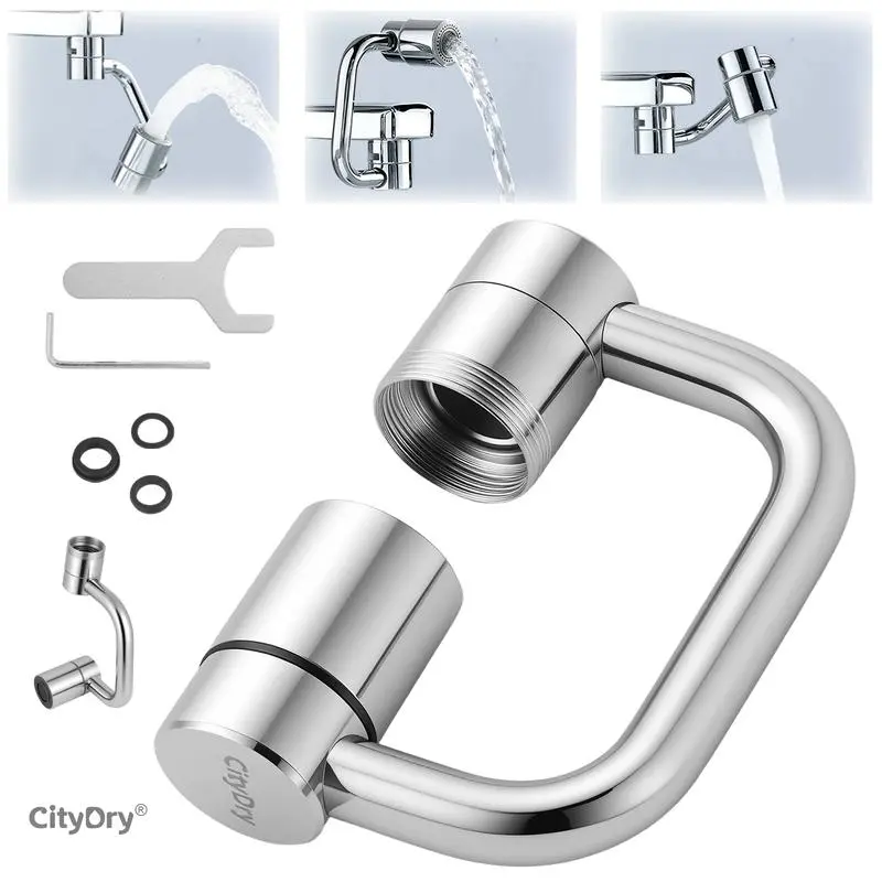 CityDry Stainless Steel Faucet Aerator Extension - Single Piece Residential Sink Attachment, 360-Degree Swivel, 2 Splash Modes, Easy Installation, Kitchen & Bathroom Use, Sprayer