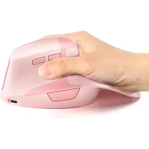 F-MUW03  Ergonomic Mouse Rechargeable, 2.4G USB & Type C Vertical Wireless Ergo Mouse with Instant Desktop Return Key, Quiet Click, Palm Rest, Anti-Slip Optical Mice for Mac OS, Windows, Pink