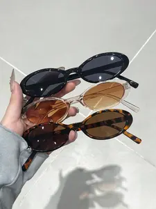 Elegant Oval Frame Women's Sunglasses, 3 Pairs Classic Style, Perfect for Daily Wear and Beach Vacations, Fashion Accessory