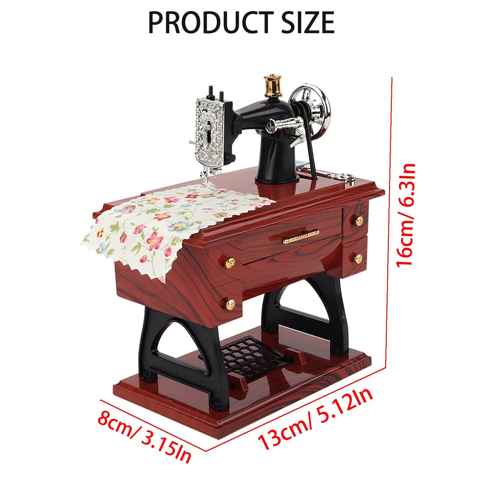 Vintage Mini Sewing Machine Music Box, European Retro Classical Treadle Sewing Machine Table Desk Mechanical Clockwork Music Box for Home Decor Birthday Gift