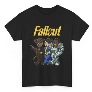 Fallout T-shirt, Cartoon Nuclear Characters Unisex Cotton T-shirt,The Ghoul Vault T-shirt, Funny Vintage Fallout Tee, Perfect Gift
