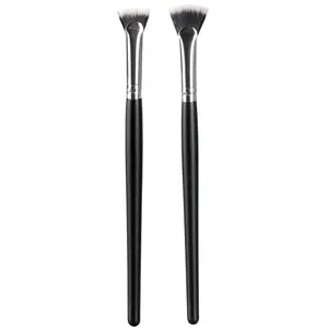 Fan Mascara Brushes Eyelash & Eyebrow Brush Makeup Tools - Eye Lashes & Shadow Brush, 2Pcs (Wooden Handle)