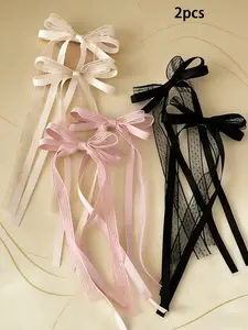 Lace Bow Hair Clips Set of 2, Girl Style Draped Hair Accessories, Daily Party Atmosphere Pins, Fashionable Women's Hair Decorations