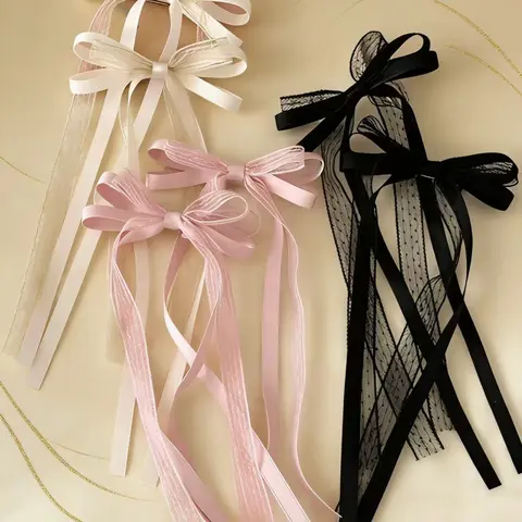 Lace Bow Hair Clips Set of 2, Cute Hair Accessories, Girl Style Draped Hair Accessories, Daily Party Atmosphere Pins, Fashionable Women's Hair Decorations