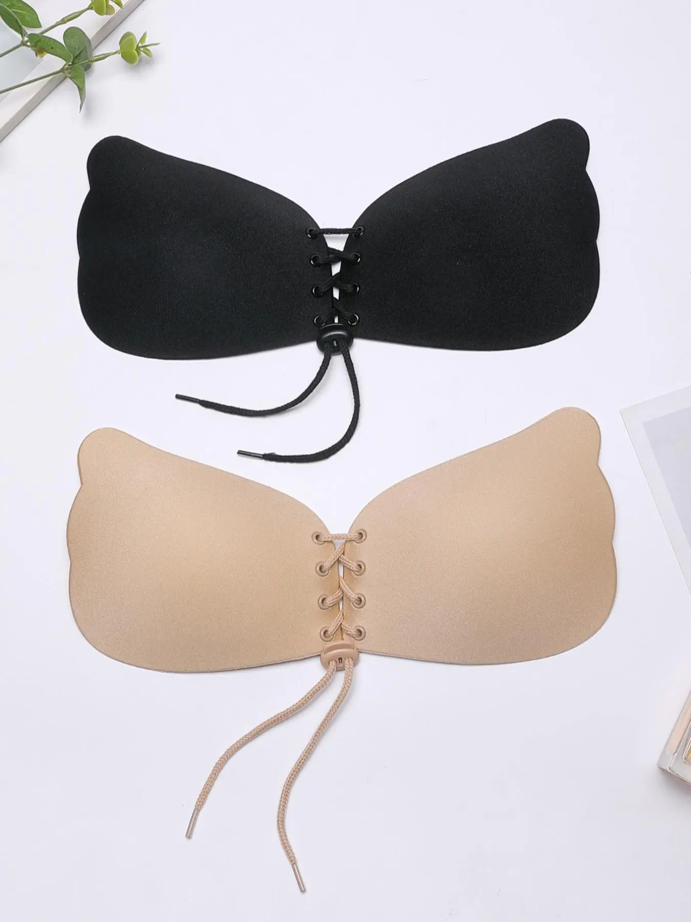 Women's 2/4/8 Pairs Lace Up Invisible Seamless Strapless Self Adhesive Bra, Seamless Breathable Minimalist Concealed Strapless Sticky Bra, Ladies Casual Lingerie Accessories Underwear, Invisible Bras, Summer Outfits 2024