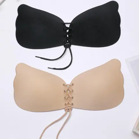 Women's 2/4/8 Pairs Lace Up Invisible Seamless Strapless Self Adhesive Bra, Seamless Breathable Minimalist Concealed Strapless Sticky Bra, Ladies Casual Lingerie Accessories Underwear, Invisible Bras, Summer Outfits 2024