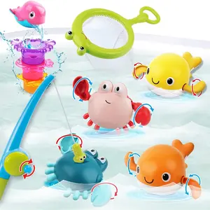 Bathtub Toy Set for Toddlers - Floating Fish & Stacking Cups - Magnetic Fishing Game - Safe ABS Plastic - Montessori Object Permanence Box - Fun Bath Toys for 6-12 Month Babies