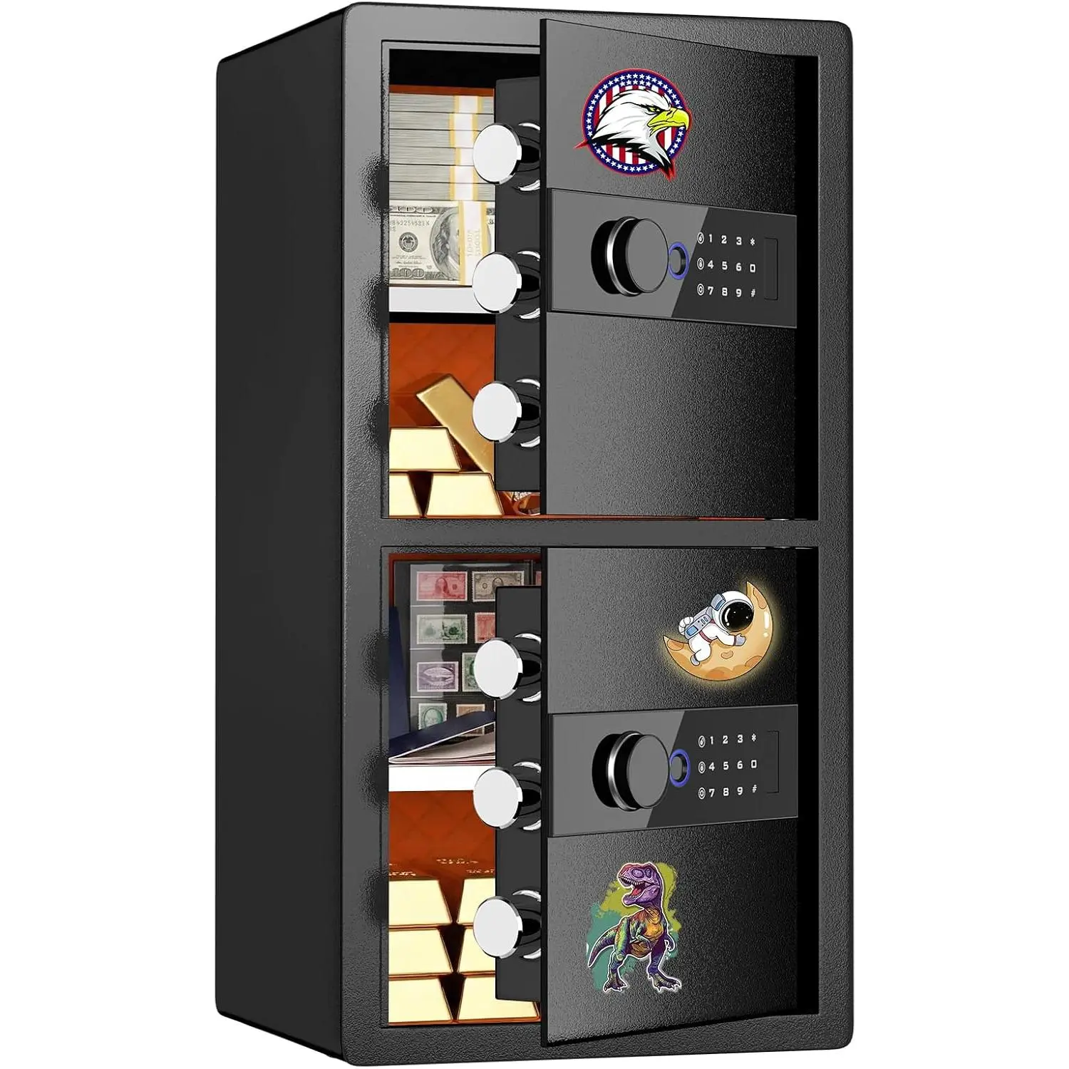 Omethey Safe, Large Biometric Fireproof Safe Box, Heavy Duty Double Door Safe with Pop-up Knob & Touchscreen Backlit Keypad, 6.5 Cub Office Safe with Dual Alarm & DIY Sticker for Money Doc & Valuables