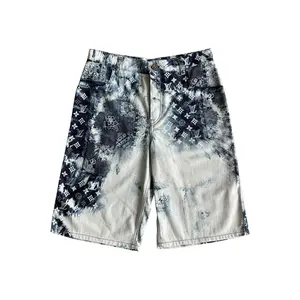 Louis Vuitton Bleached Bandana Monogram Denim Shorts Blue