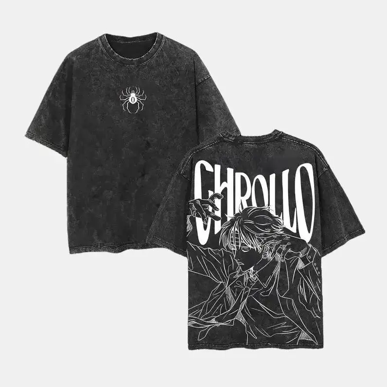 Chrollo Lucilfer x Hunter x Hunter Leader of the PHANTOM TROUPE Anime Double Printed Washed Tee Unisex Oversize Anime Manga Washed Lightweight Gift For Anime Fan