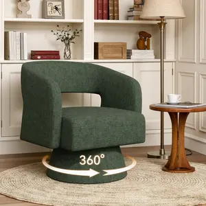 Nebuaegis Swivel Accent Chair , Modern Comfy Teddy Barrel Chairs, Oversized Upholstered Round Arm Chair for Living Room, Bedroom, Reading Room Luxanimarion