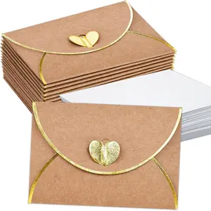 30 count Mini Envelopes With  Heart Shaped Clasp, Mini Envelopes With Blank Cards For Wedding Birthday Greeting Cards Graduation(4.13 x 2.76 inch)