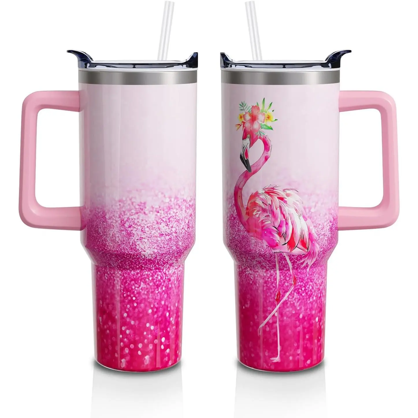 Women’s 40oz Double-Wall Vacuum Insulated Stainless Steel Flask - Skinny, Portable, Leakproof, Pastel Aesthetic Beach Tumbler with Handle, Lid, Straw, Hanging Feature, Fits Car Cup Holder (Single, 1 PC, Ideal for Gifting to Friends)