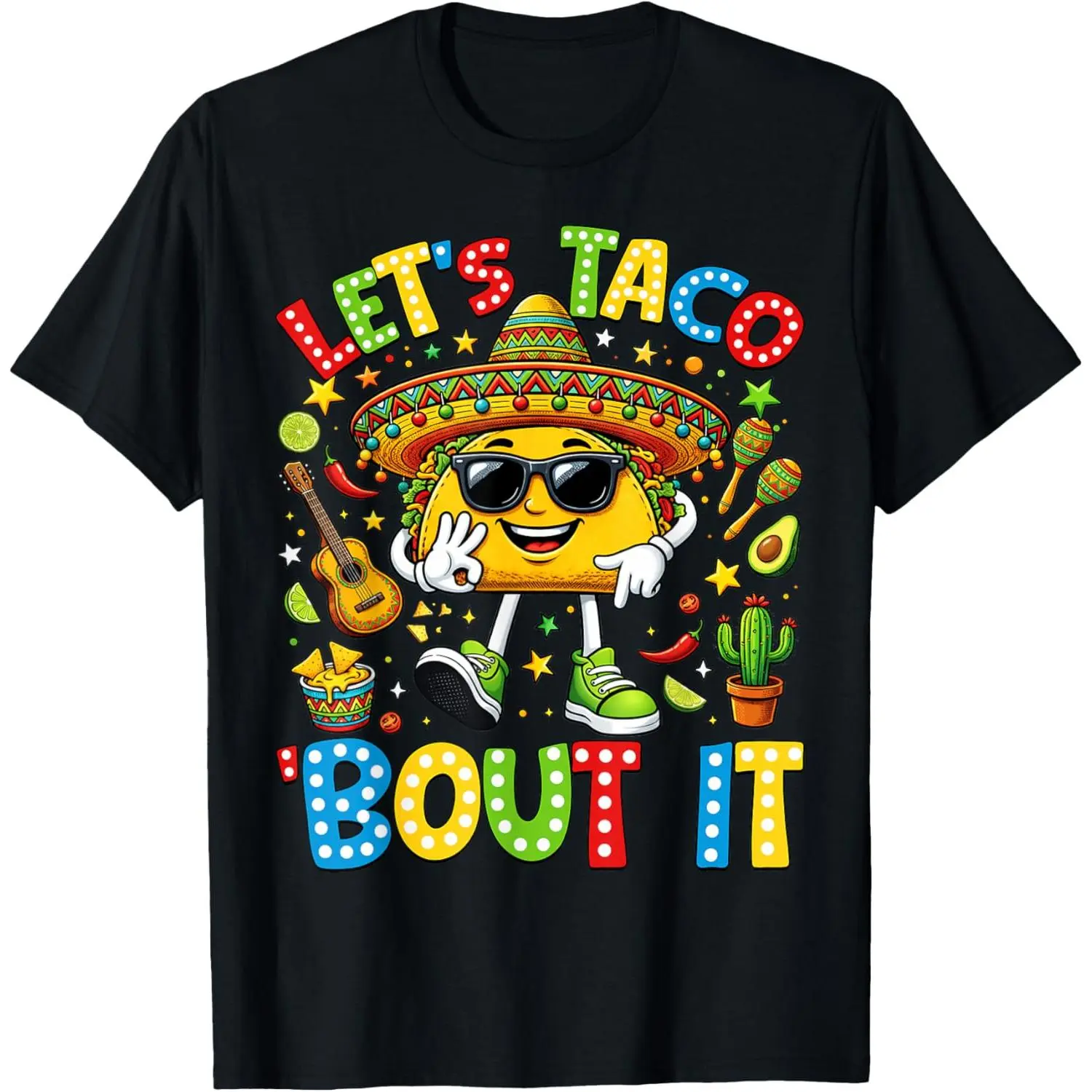 100% Cotton Let's Taco Bout It Funny Mexican Tacos Cinco De Mayo Boy T-Shirt