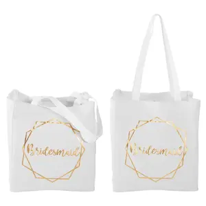 12" x 14" Medium Canvas Geometric Bridesmaid Tote Bag