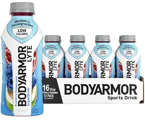 BODYARMOR LYTE Sports Drink, Low-Calorie Sports Beverage, Blueberry Pomegranate, Coconut Water, 16 Fl Oz (Pack of 12) - Energy